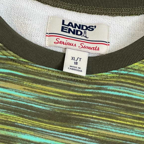 Lands' End Long Sleeve Sweatshirt Tunic Size 18/XL Tall Green Stripe - Picture 5 of 6